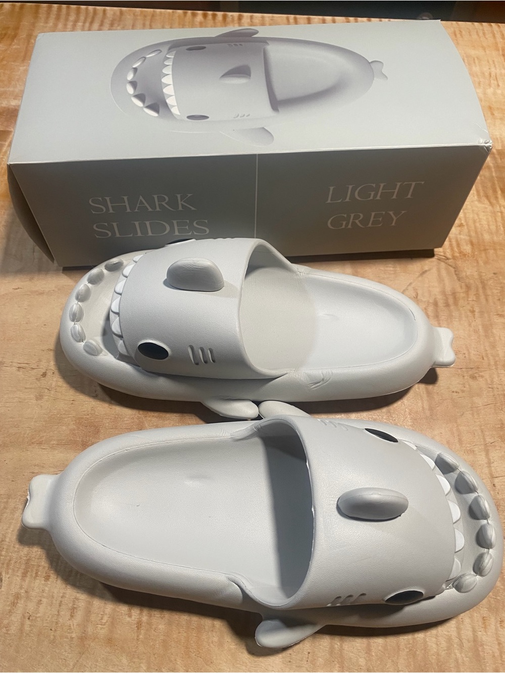 Light Grey Shark Slides Womens Slip-On Sandals - never worn